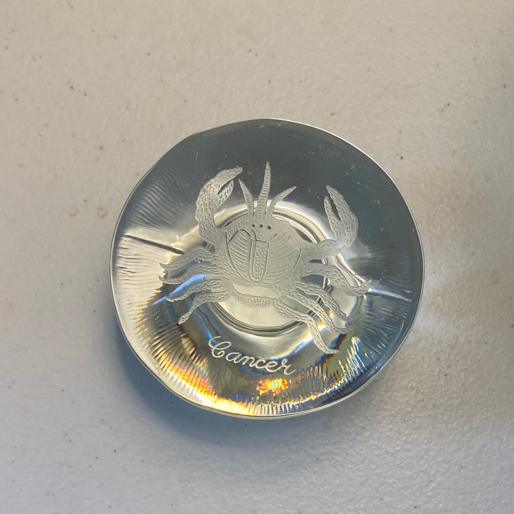 Vintage Viking Glass Cancer Zodiac Glass Paperweight